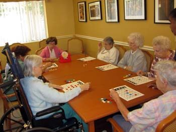 group of residents playing Bingo!