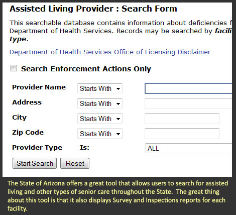 Arizona Senior Care Search Tool