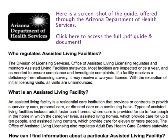 Arizona PDF Guide to Assisted Living