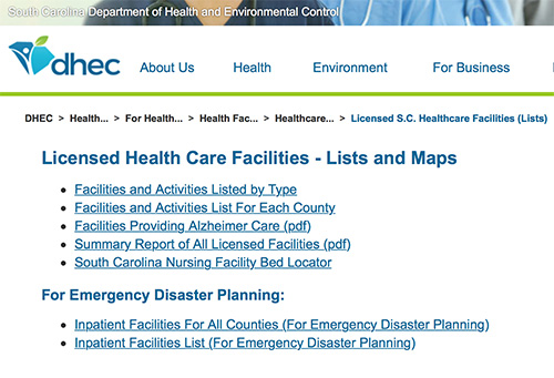 Licensed Health Care Facilities