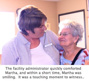 Facility administrator helping Martha
