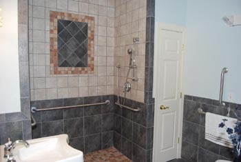shower and tiled walls
