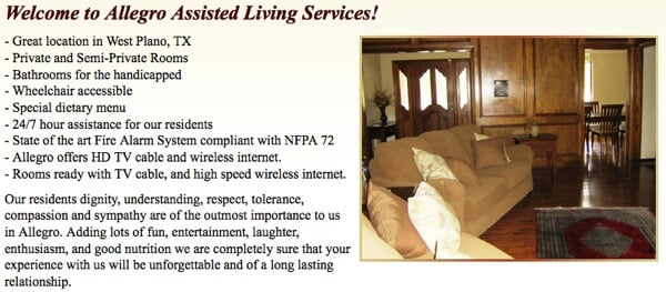 Allegro assisted living services 