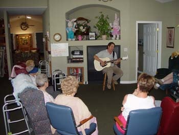 Carl singing at the facility