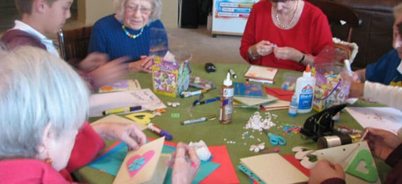 seniors doing crafts