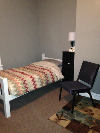 bed and chair area