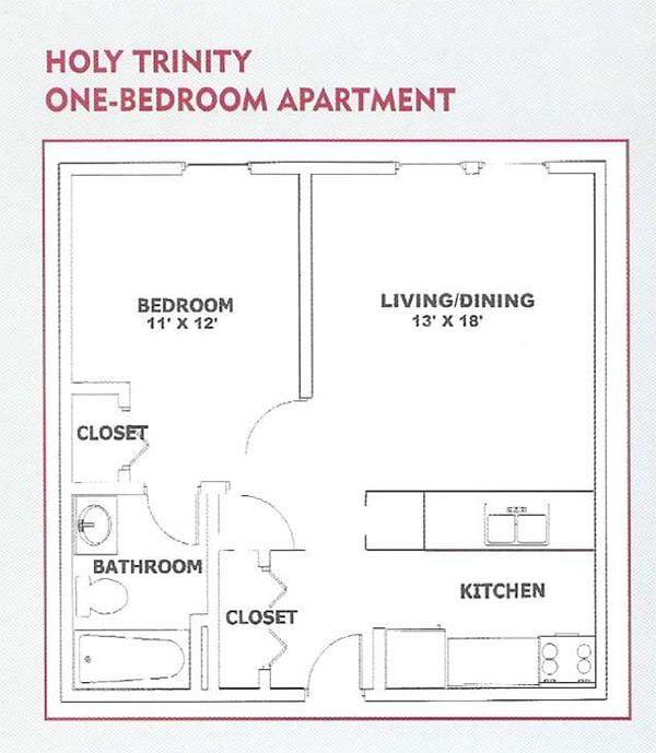 1 bedroom senior apartment