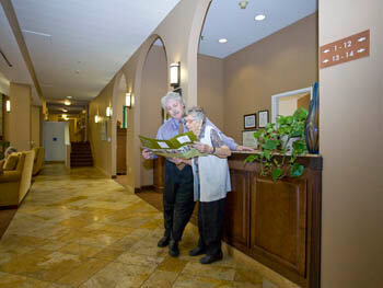 the staff talking to a resident