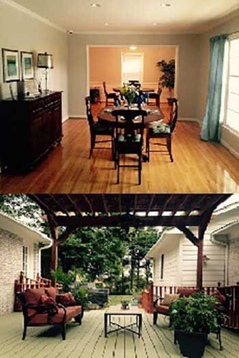 dining room and outside