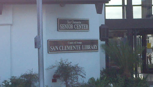 San Clemente senior center signage and library