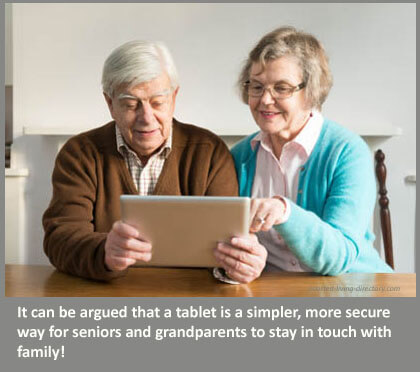Seniors using a tablet for social media