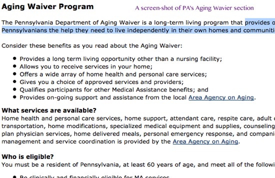 Pennsylvania's Aging Wavier program