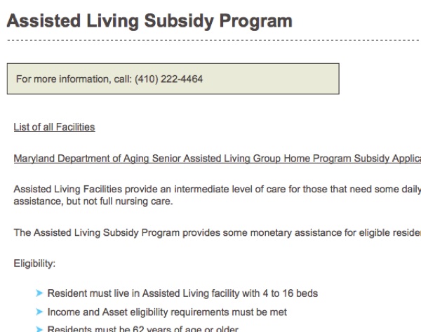 assisted living subsidy program