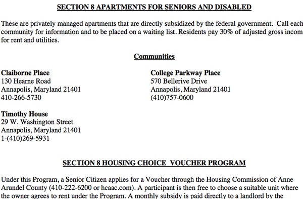 Subsidized senior apartments in Annapolis