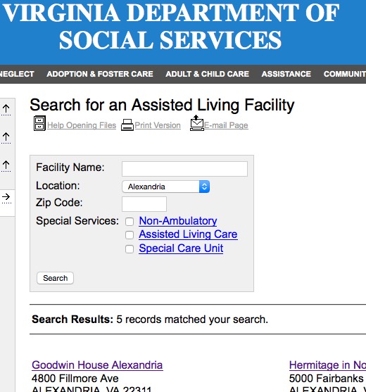 Provider Tool example for Virginia