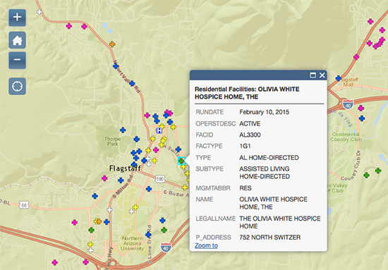 Flagstaff Facility Map zoom view