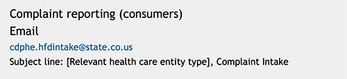 Complaint by Email
