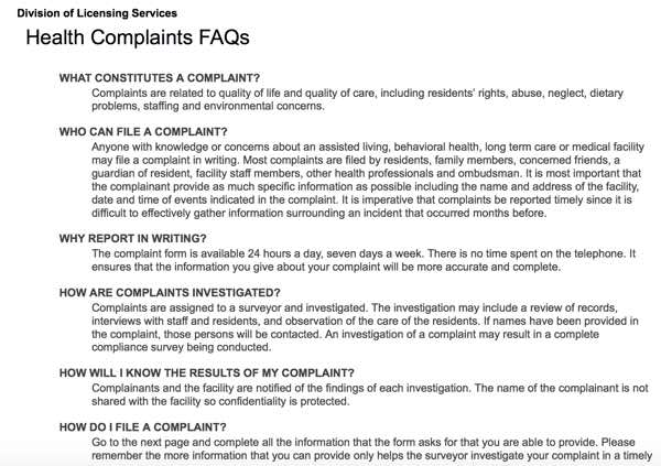 Health Complaints