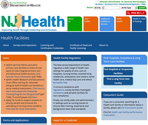 NJ Dept. of Health site