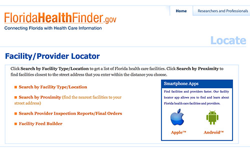 Florida Health Finder locate