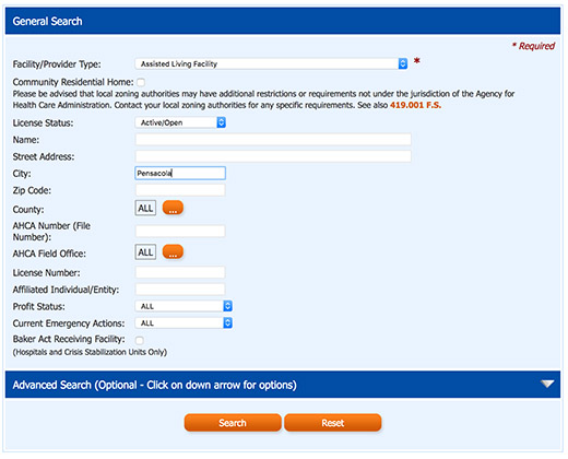 Florida search by city assisted living
